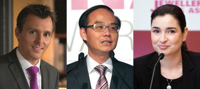 (左起)Gubelin集團總裁Raphael Gubelin、周大福珠寶集團有限公司董事總經(jīng)理黃紹基、力拓鉆石部市場及銷售大中華代表處經(jīng)理馬麗詩