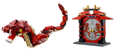 套裝可以拼搭出“蛇”和帶有蛇形圖案的傳統(tǒng)中式拱門(mén)，盡顯樂(lè)高的中國(guó)元素