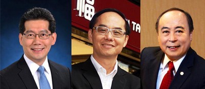 (左起) 香港特別行政區(qū)商務(wù)及經(jīng)濟(jì)發(fā)展局局長(zhǎng)蘇錦梁先生、周大福珠寶集團(tuán)有限公司董事總經(jīng)理黃紹基先生、六福集團(tuán)主席及行政總裁黃偉常先生