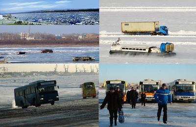 黑河開通冰上汽車運輸，增進中俄貿易和旅游